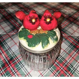 Festive Red Cardinal Holiday Decor Jar